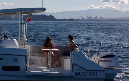 Sunset aperitif in the Gulf of Naples on Beneteau Flyer 9