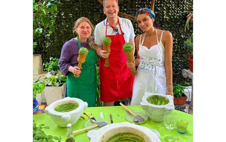Mortar pesto lesson with World Champion and local Menu