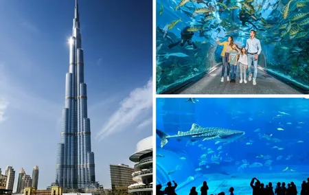 Burj Khalifa(Silver), Dubai Aquarium, UWZ & Penguin Cove Ticket