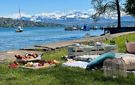 Luxury picnic by Zurich lake