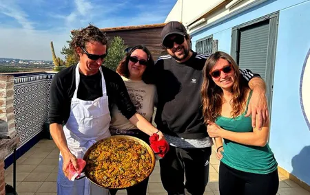 Traditional Valencian paella, cooked with orange wood.