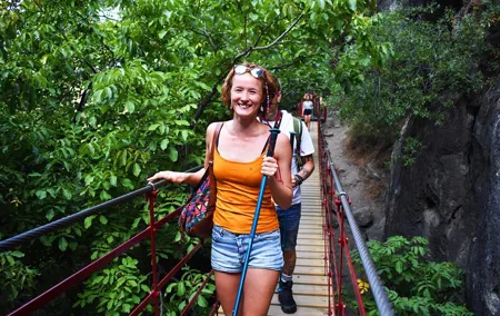 Hiking in the Canyon of the Monachil Cubs in Granada