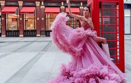 Luxury Pinky Dress Photoshoot in London Photographer
