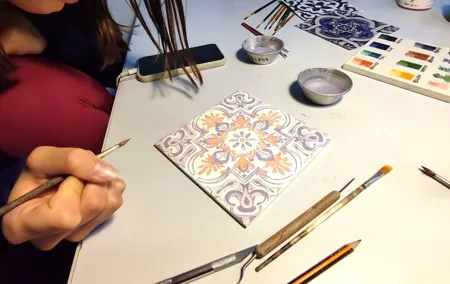Porto Tile Painting Workshop in artist studio