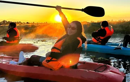 Xochimilco on a kayak at Sunrise