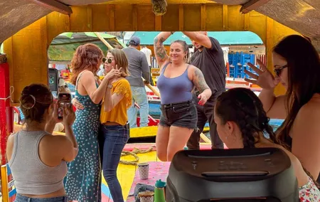 Xochimilco International boat party with open bar and tacos
