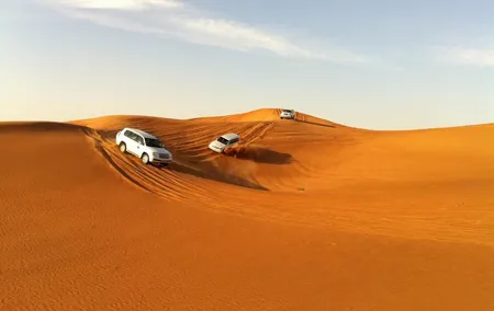 Dubai Desert Safari Dune Bashing Private Basis with sandboarding