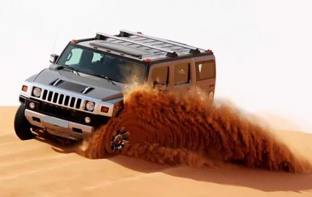 Vip Morning Hummer Desert Safari with Camel Ride Sand Boarding & Refreshment