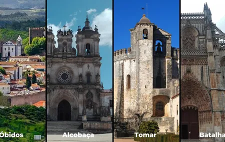 Lisboa to Coimbra, stops in Óbidos, Alcobaça, Batalha and Tomar