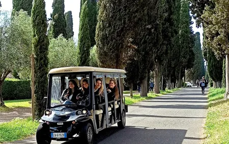 Rome: Appian Way Catacombs Guided Tour with Golf Cart Shuttle
